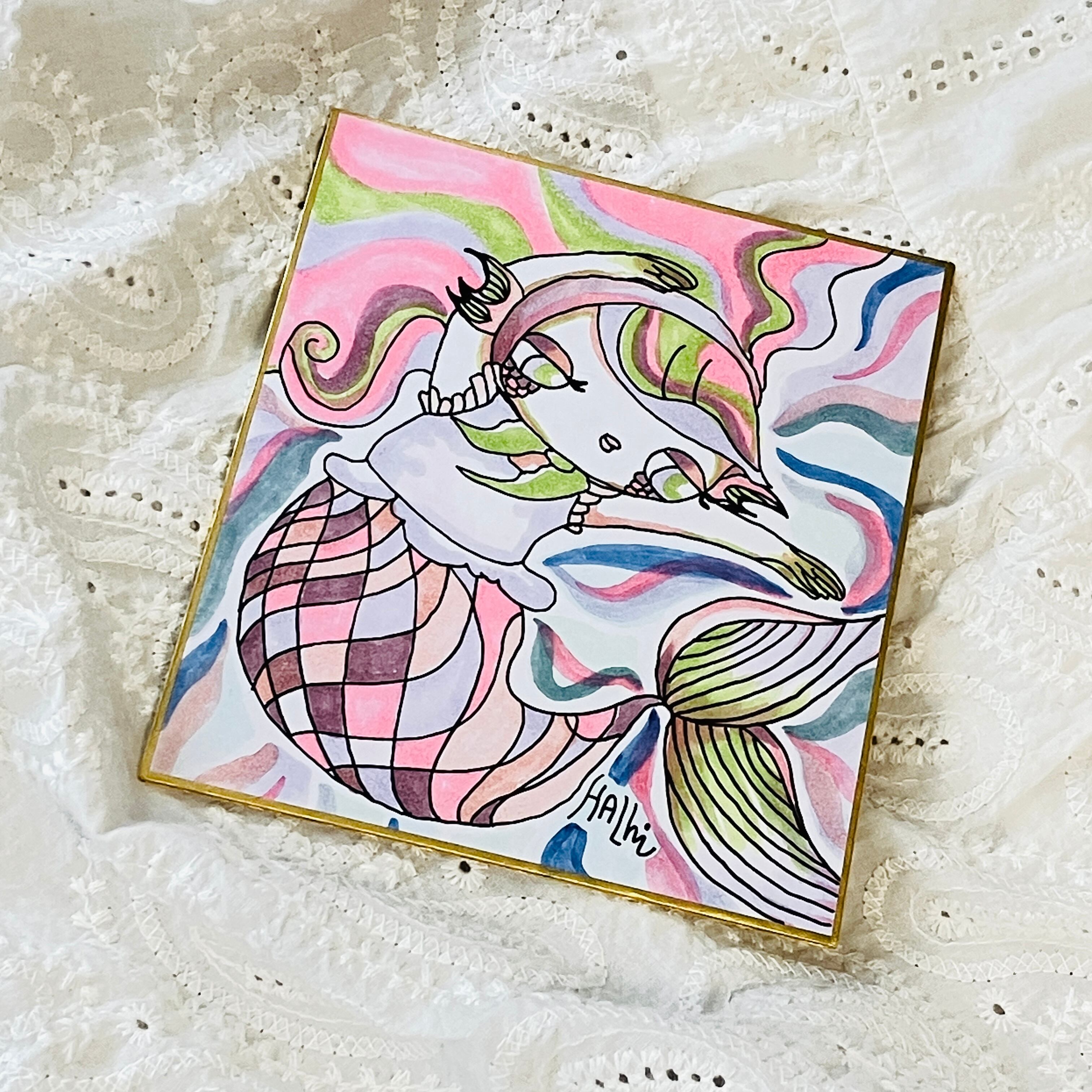 手描きイラスト ユニコーン オリジナル ミニ色紙 男の子 2025年最新