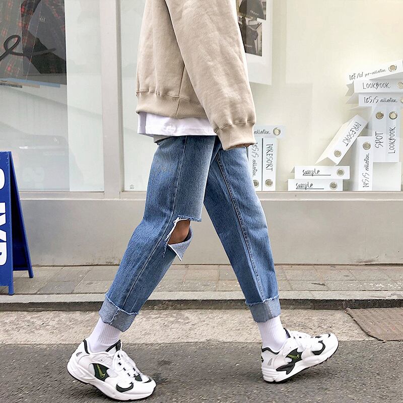 全1色 デニム パンツ ストレート カジュアル 無地 おしゃれ