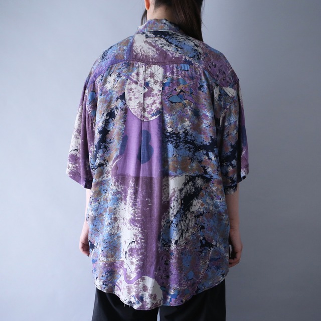 "GOOUCH" beautiful coloring full noise art pattern loose silhouette h/s shirt