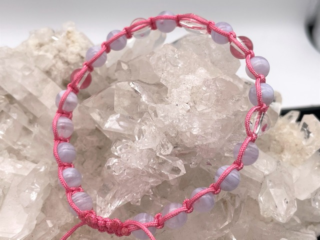 編みブレスレット（ブルーレース・水晶）