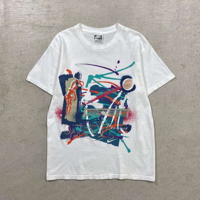 90年代 USA製 NIKE ナイキ TENNIS アートプリントTシャツ メンズM相当 
