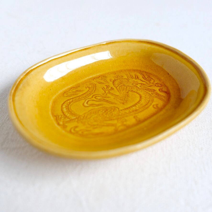 30989】 珉平焼 楕円豆皿（1枚） 明治 / Minpei Yaki Small Plate