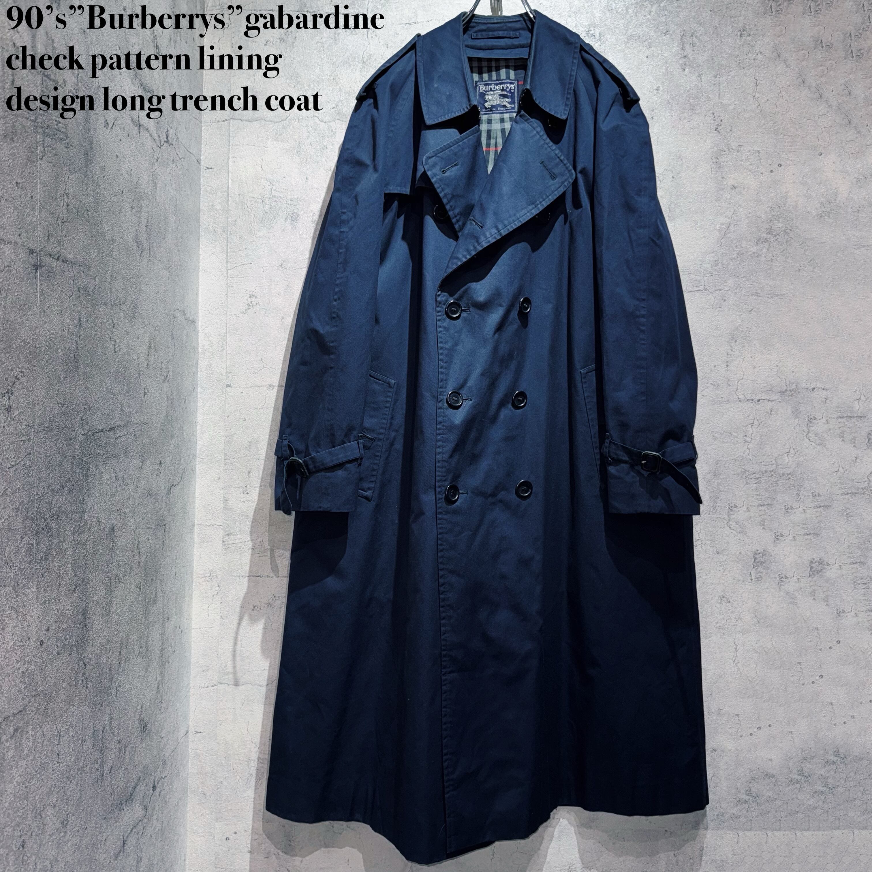 90’s”Burberrys”gabardine check pattern lining design long trench coat