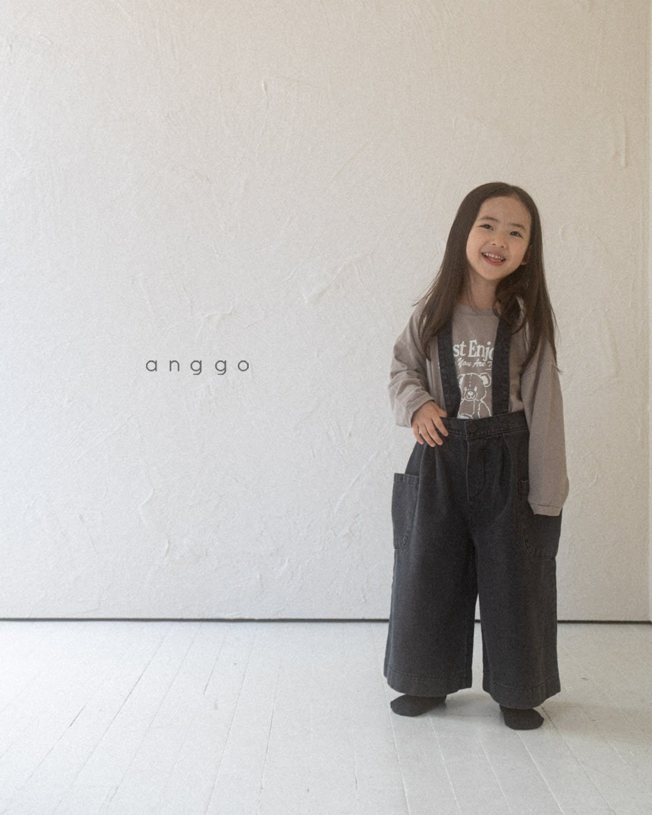 【anggo】サスペンダー付きワイドデニム ブラック 80〜120cm 241016 - 7