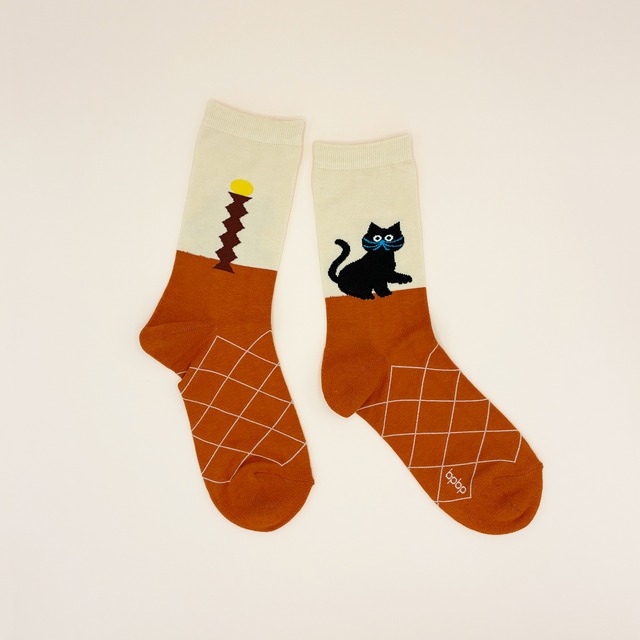 【UMAO】SOCKS  BLACK CAT HOME   家の中の黒猫 ソックス