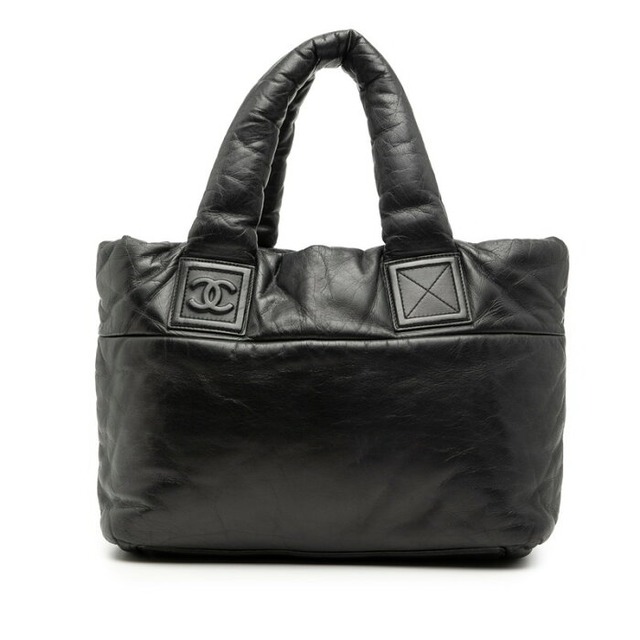 シャネル コココクーンPM トートバッグ ブラック レザー レディース CHANEL 【中古】