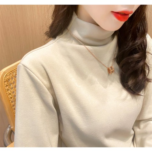 長袖ハイネックシャツ 冬服 レディーストップス 大きいサイズ スリムフィット 厚手 無地 シンプル カジュアル エレガント 通勤通学 秋服 タートルシャツ あったか素材 L XL 2XL 大人可愛い