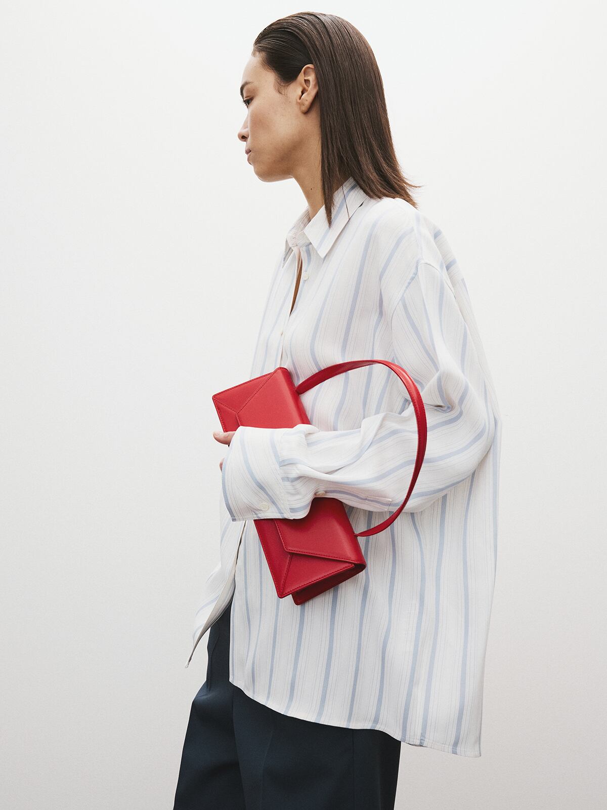 ☆韓国の人気☆【THEAIRTOWN】☆layer ribbon to.p☆関税込☆ RECTO][WOMEN] DOUBLE LAYER CUFFS STRIPE SHIRT (SKY BLUE