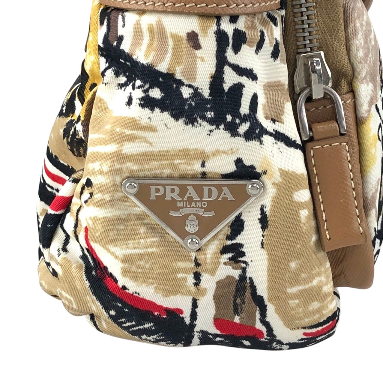 PRADA プラダ ショルダーバッグ ホワイト ブラウン フロントバックル