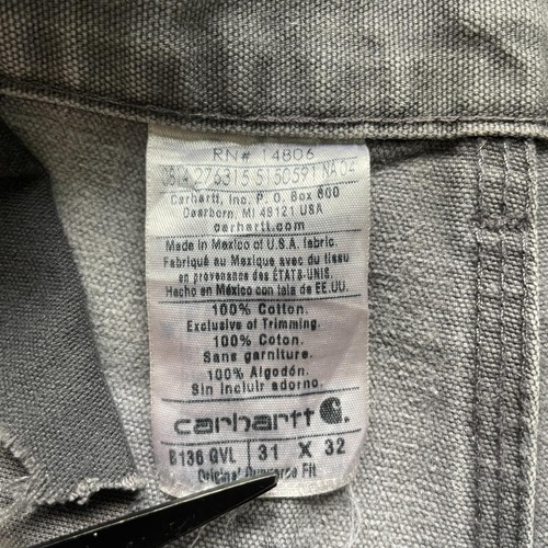 00s USA生地グレー ダブルニー Carhartt B136 31×32 詳細写真11