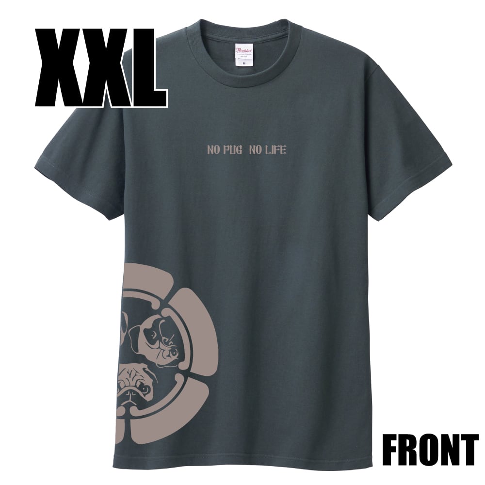 XXL　3パグ家紋Ｔシャツ【デニムブルー】