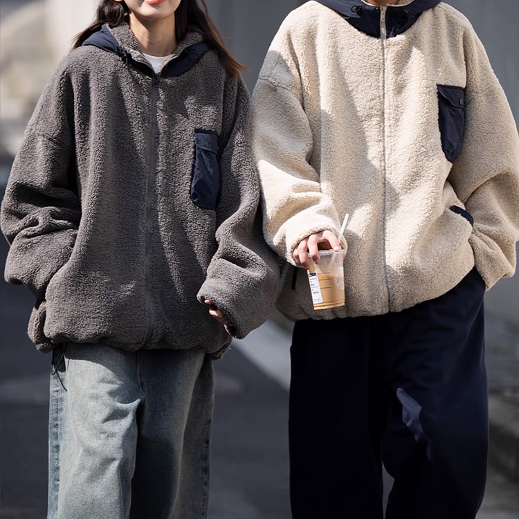 ★PATCHWORK HOODED CARDIGAN JACKET　　　A0839