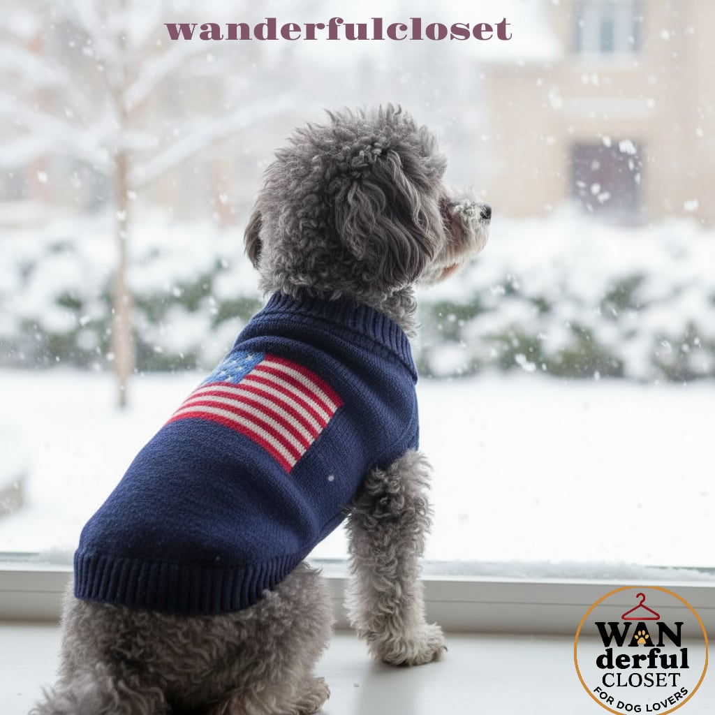 【犬服】アメリカ国旗デザイン ニットセーター|小型犬・中型犬用 秋冬 1197