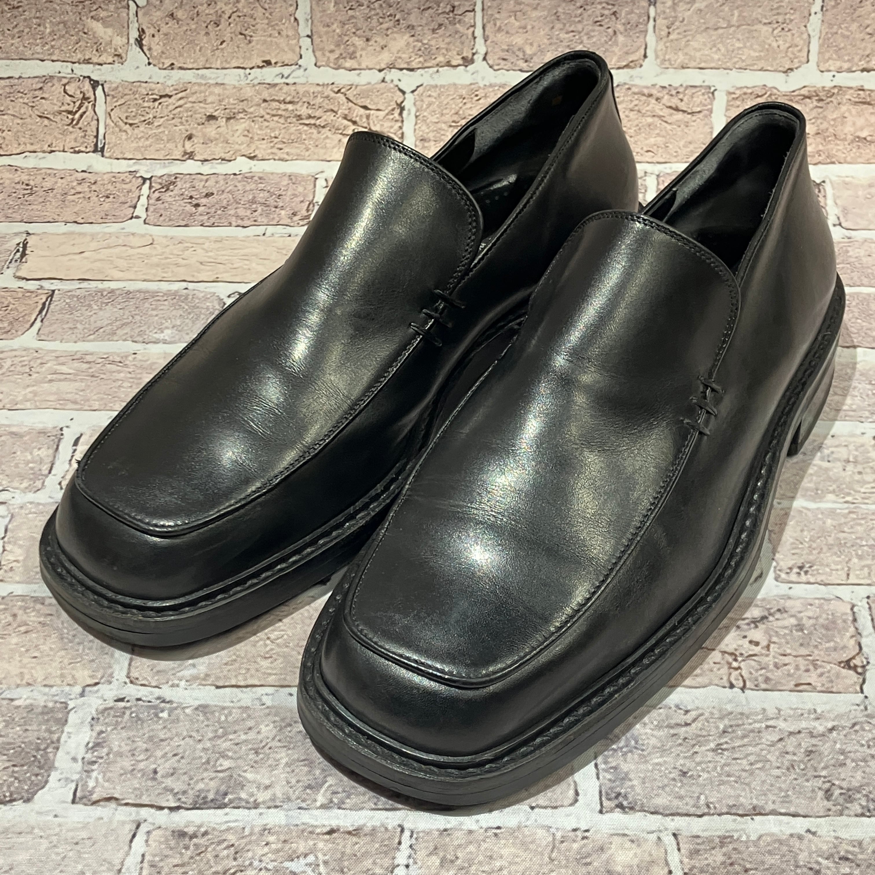 BARNEYS NEW YORK SQUARE TOE LEATHER SHOES | safarionline