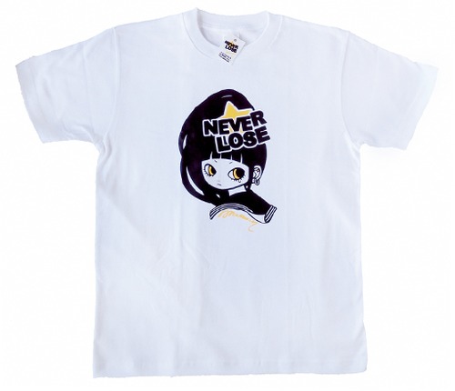 " NEVER LOSE " Tシャツ ホワイト Mサイズ［ T-011 ］MIKAZUKI / ミカヅキ