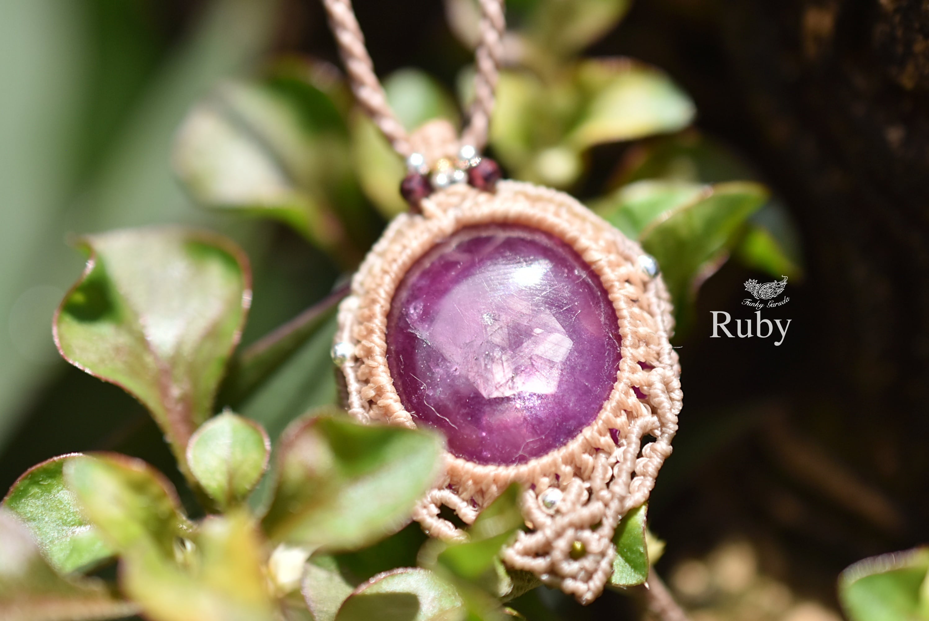 高品質★コランダムルビーマクラメネックレス1273