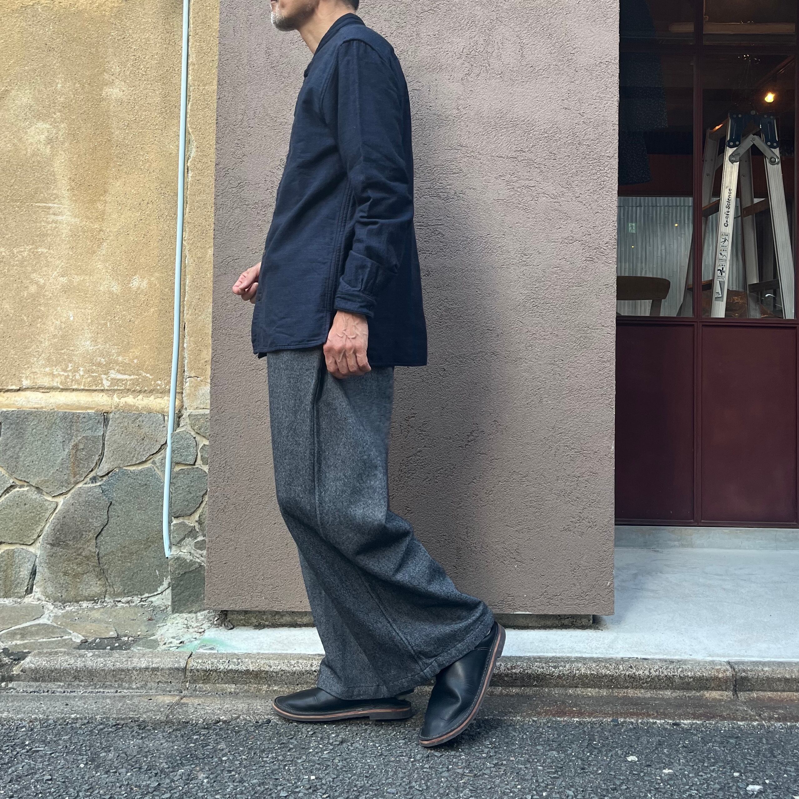 MITTAN SH-112 毛綿三重織シャツ 紺がさね | Routes*Roots