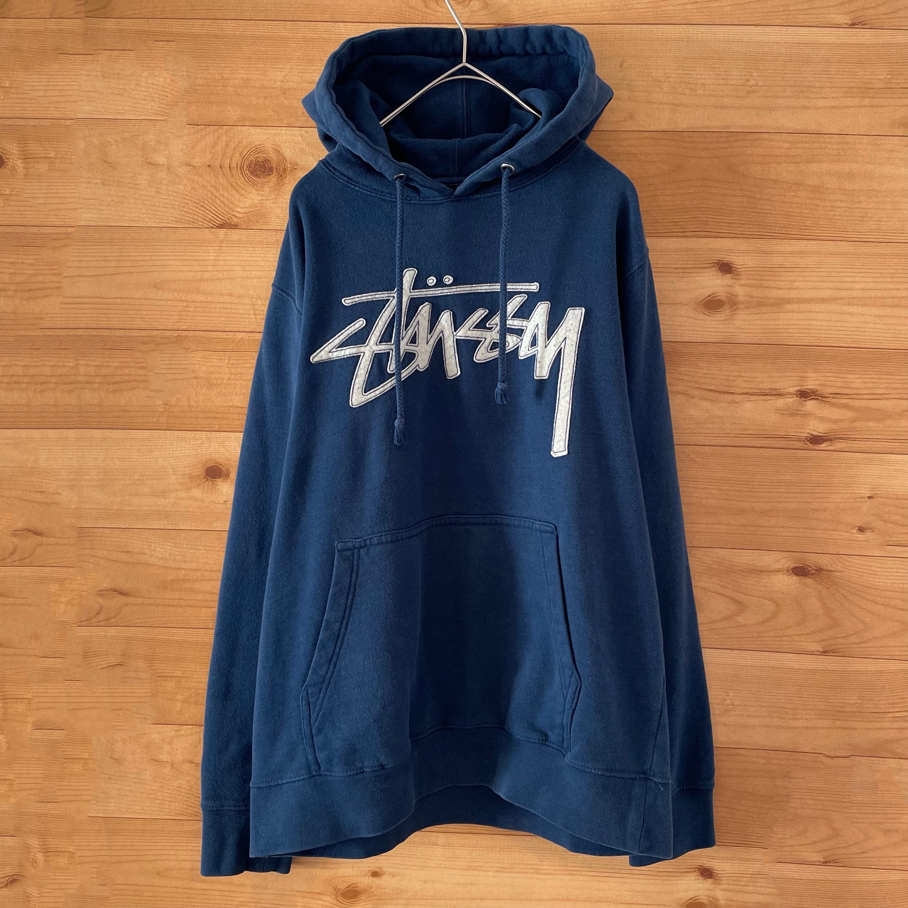 STUSSY】USA製 黒タグ スウェット パーカー 刺繍ロゴ Sサイズ