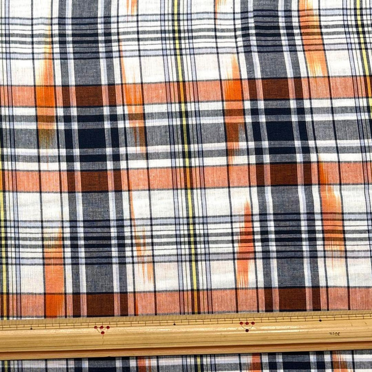 cd484◆3m◆L◆ラスト1点‼◆訳あり◆綿100%マドラスチェック生地◆オレンジ系