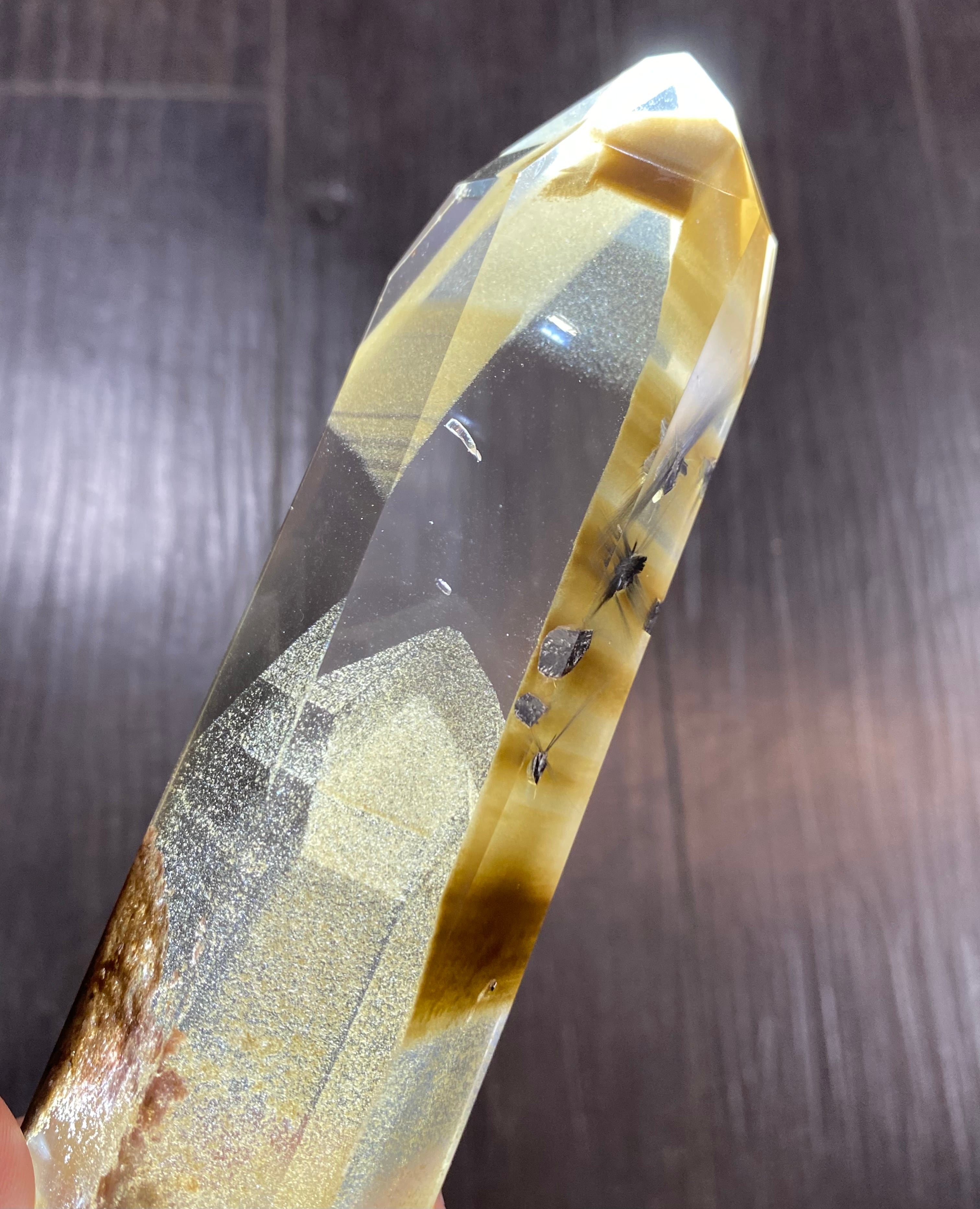 プラチナルチル入り☆ブラウン ファントム水晶ポイント オールド