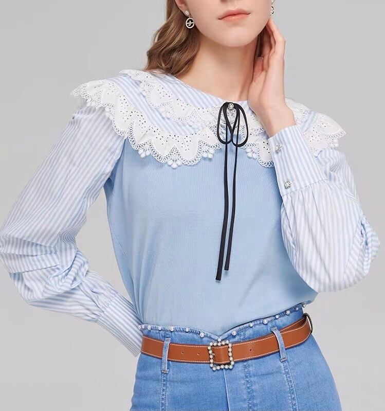 cccmalieシーマリー　丸襟半袖ブラウスFフリーサイズリボンスカーフ使用可能 cccmalieシーマリー 丸襟半袖ブラウスFフリーサイズリボン