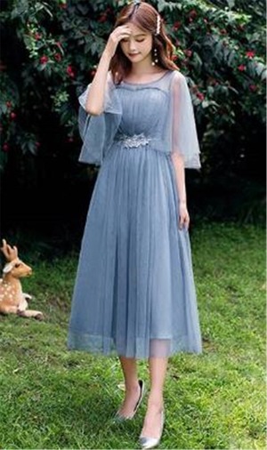 ★送料無料★5号(XS)★チュール袖フリルパ－ティ－ワンピース(OPN2195)