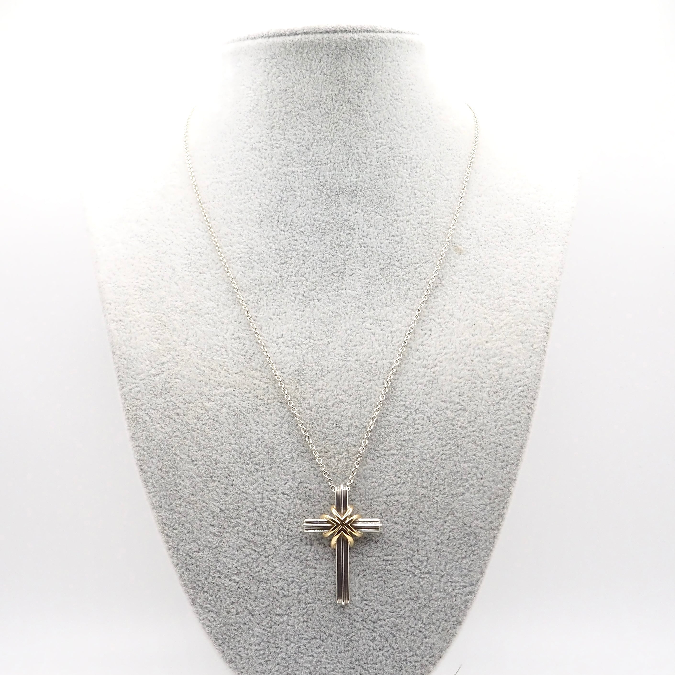 Tiffany&Co. シグネチャークロス コンビ ネックレス シルバー925 K18