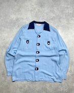 "Special" 50s Henry Amder 2tone Design L/S Open Collar Rayon Shirt
