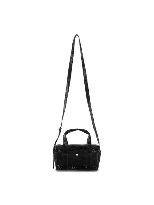MATIN KIM] GLOSSY LOGO SPORTY MINI DUFFEL BAG IN BLACK | もごつ