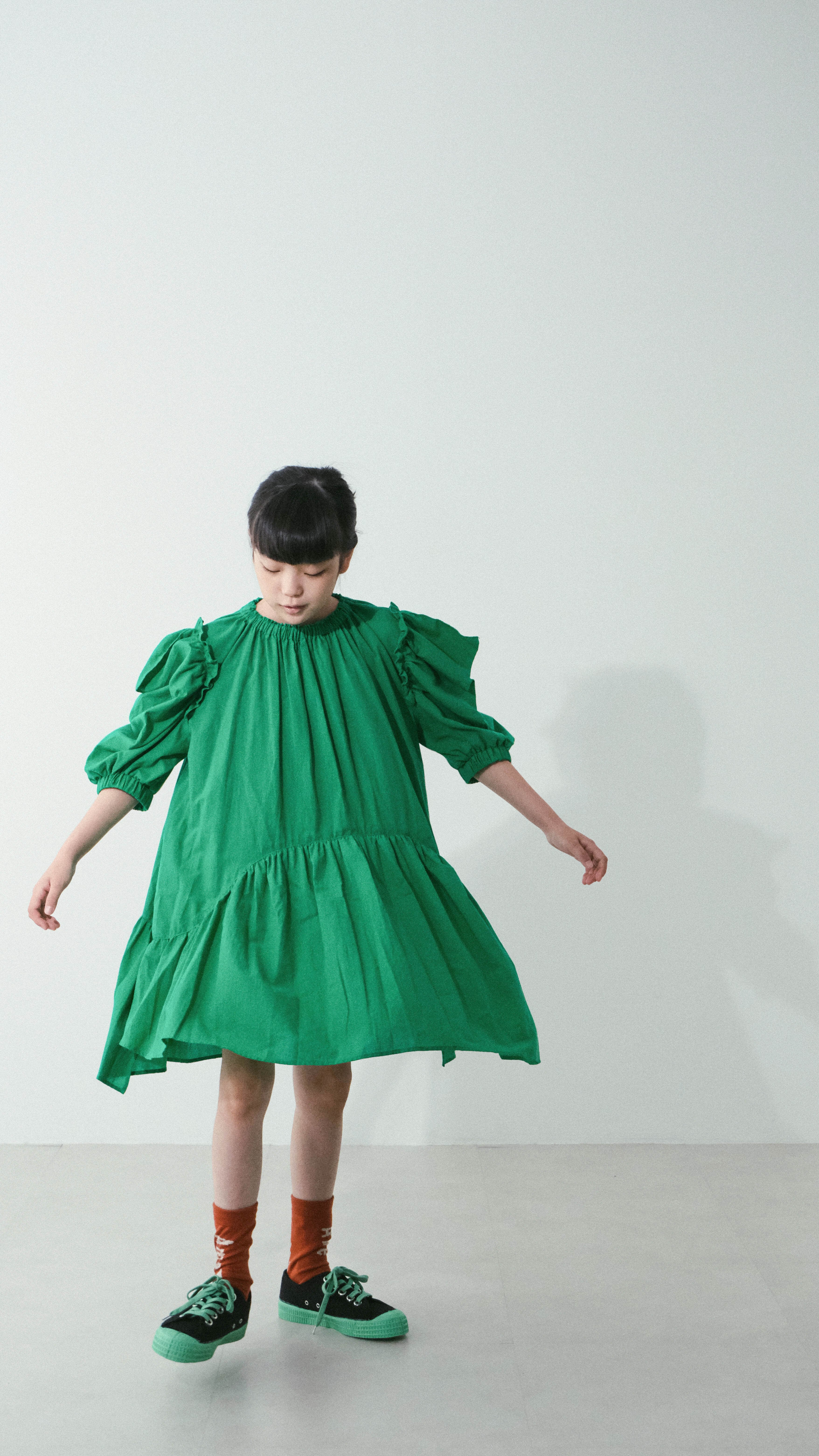26SS】folkmade(フォークメイド)Playground dress GREEN(LL)ワンピース