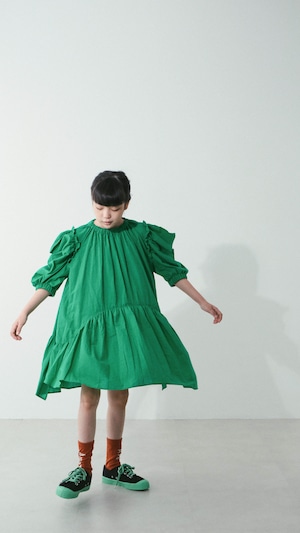 【26SS】folkmade(フォークメイド)Playground dress GREEN(LL)ワンピース グリーン