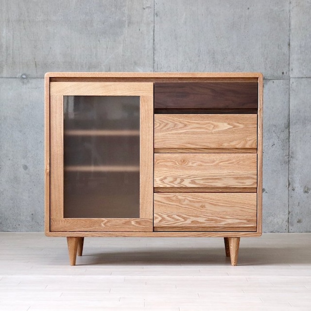 無垢材 匠デザイン 90サイドボード リビングボード 食器棚 ナチュラル 木製 食器棚 おしゃれ 北欧 モダン レトロ ブラウン