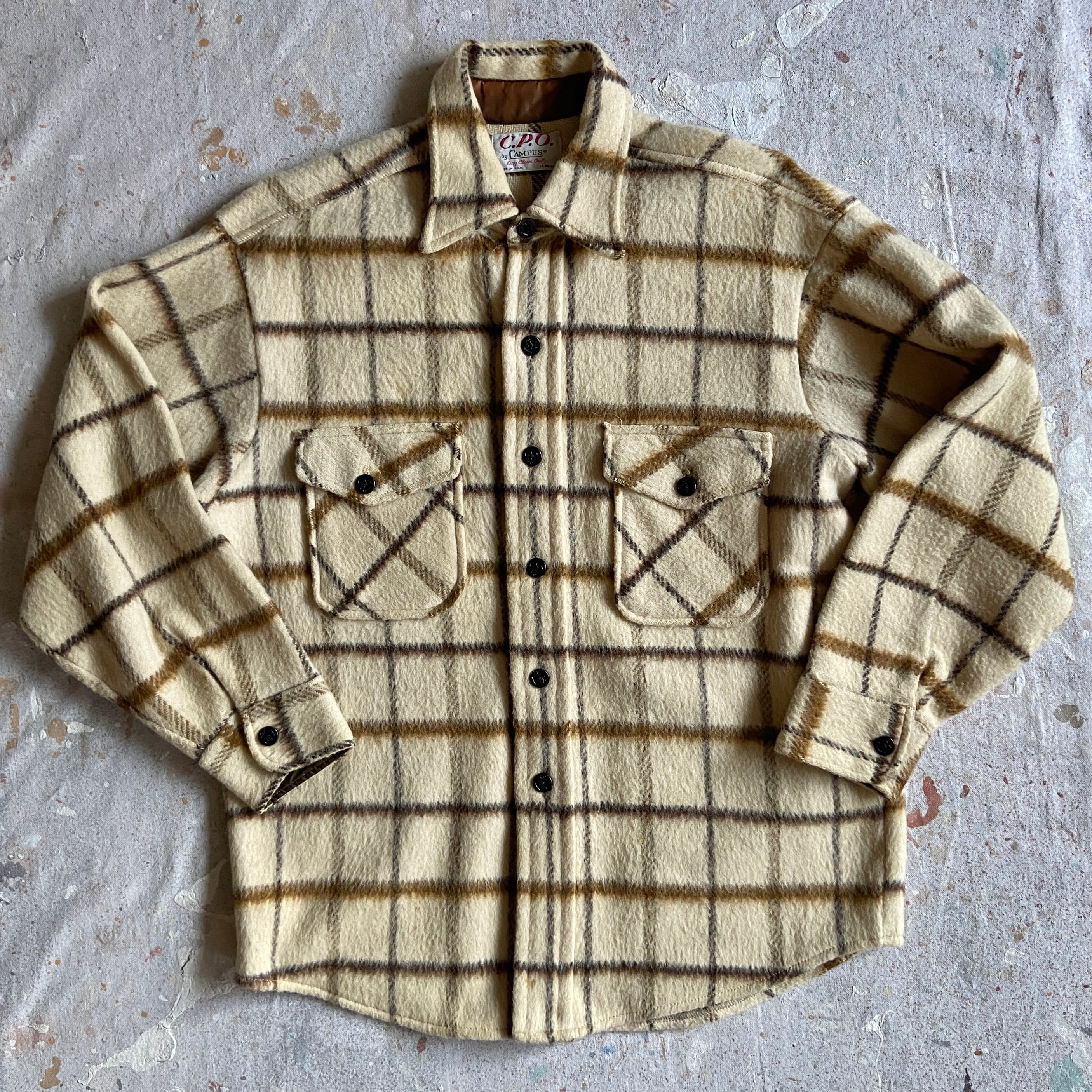 1970s  CAMPUS C.P.O. Wool Shirt  M  Made in USA  G001