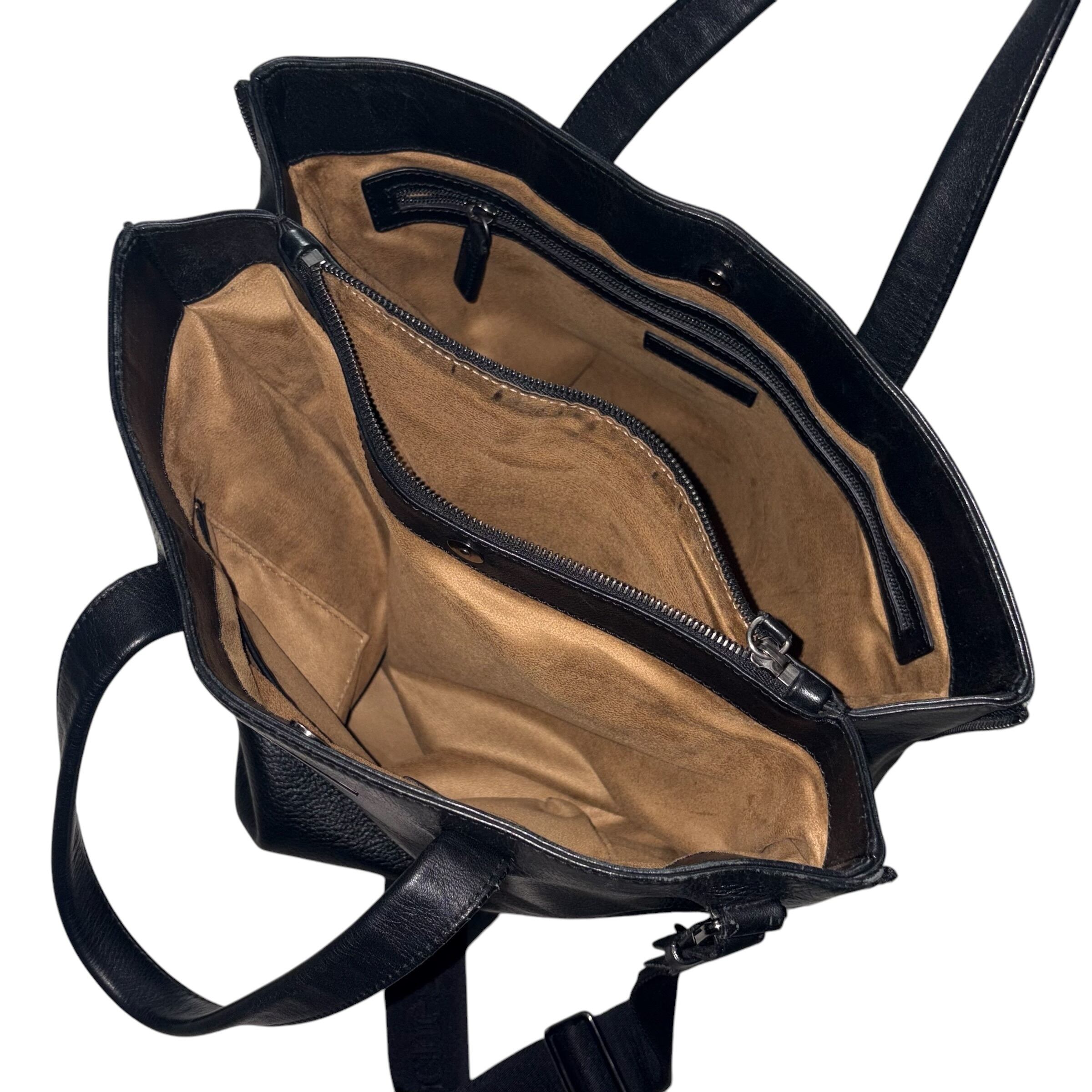 ERMENEGILDO ZEGNA black leather tote bag | NOIR ONLINE