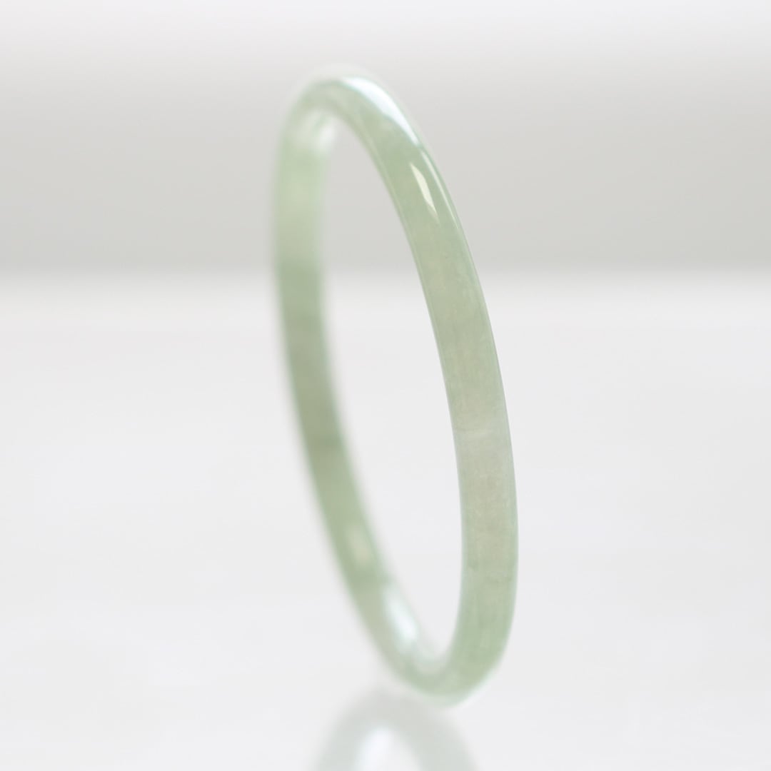 内径 約62mm】 princess/clear green 翡翠バングル A貨翡翠 jd_bg1236