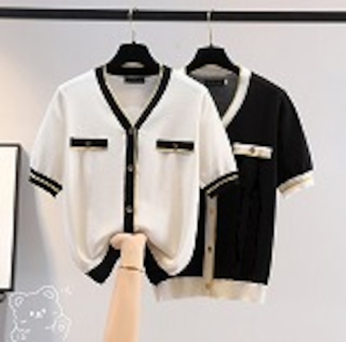 【大きいサイズL-4XL】ファッションカットソー♪ホワイト/ブラック2色展開◆#schmnh-266597