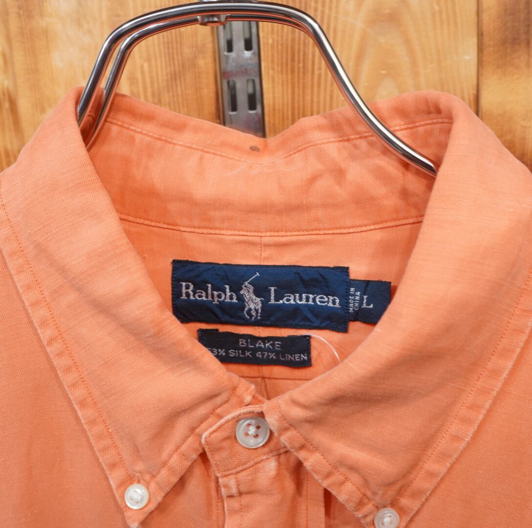 ビンテージ】Ralph Lauren BLAKE ブラックリネンS/Sシャツ 90年代