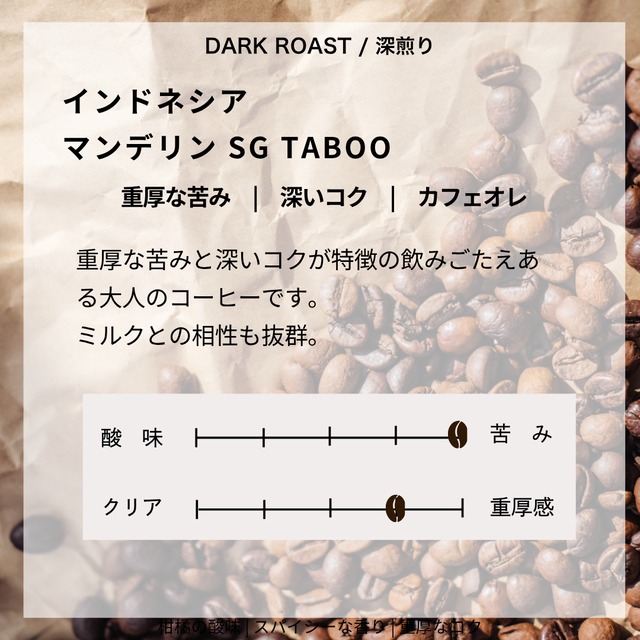 インドネシア　マンデリン SG TABOO　100g