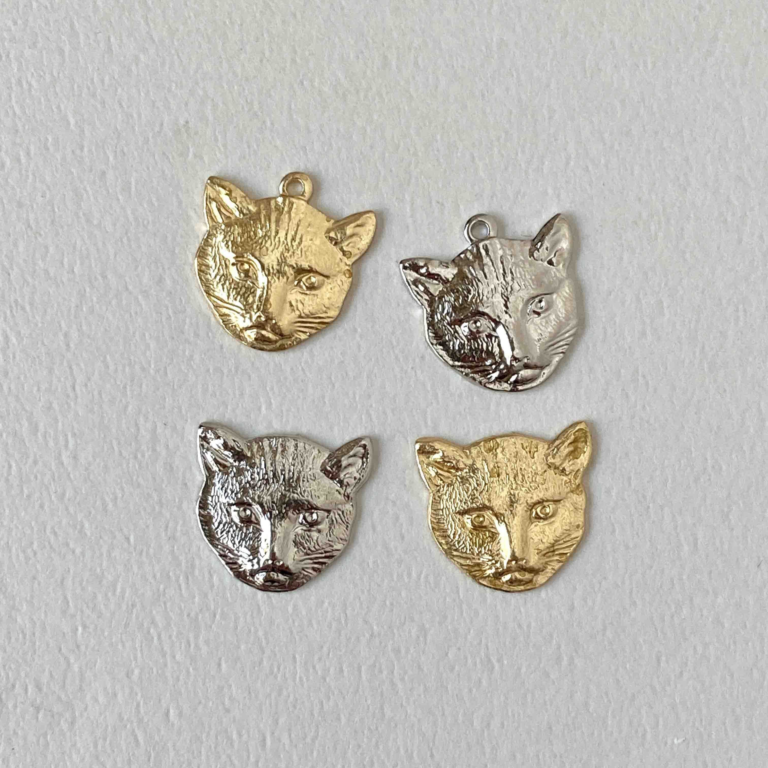 新色追加〉USA真鍮 猫の顔パーツチャームM（15mm） | Dua-アクセサリー