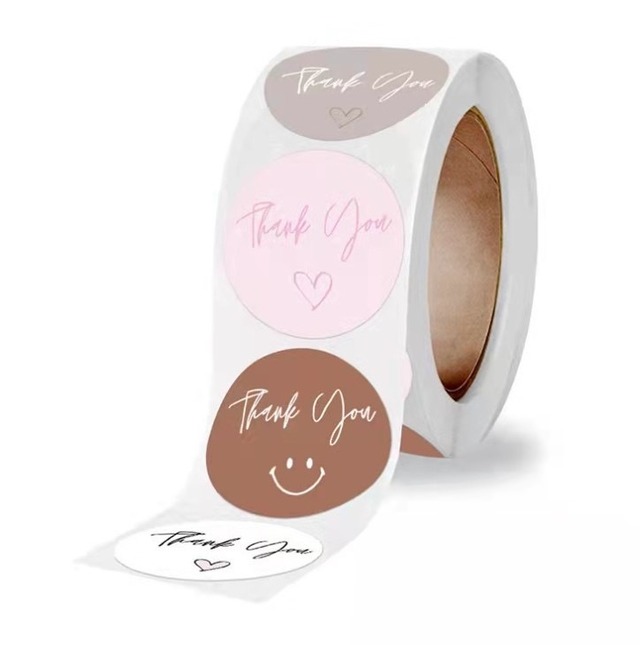 サンキューシール ギフトカード クラフトタグ ラベルシール スマイル thank you シール 梱包資材