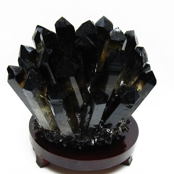 1.6Kg モリオン クラスター 黒水晶 原石 台座付属 一点物 182-8439