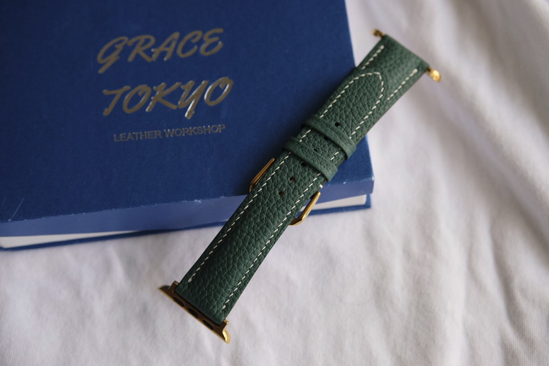 【送料無料】高級 ジャーマンシュリンク革 　Apple Watchベルト　腕時計ベルト グリーン色　レザー | GRACE TOKYO powered  by BASE
