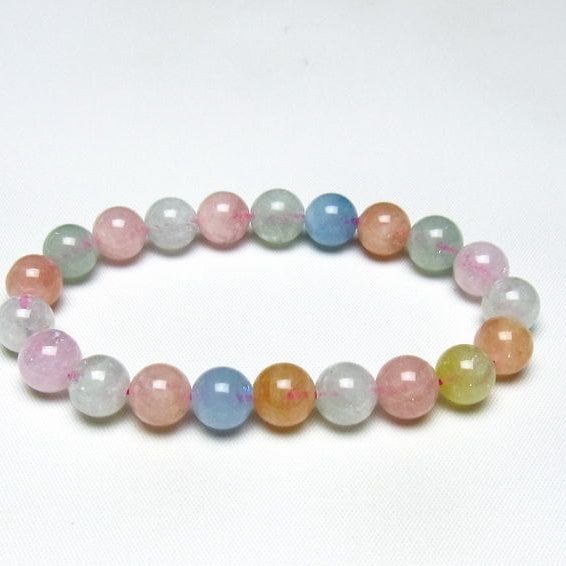 ミックスカラーベリル ブレスレット 9mm 一点物 メール便可 [M便 1/10] 111-48765