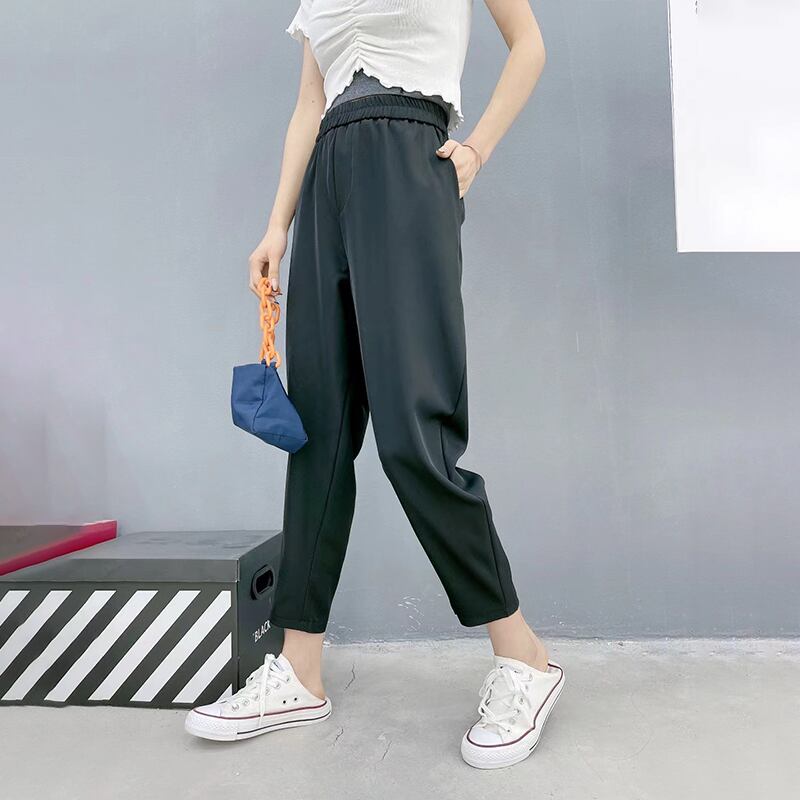 スタイルストレッチウェストカジュアルパンツ 薄手 エラスティック 伸縮 大きめサイズ ミックスインファッション18618722931