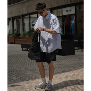 Stripe back logo oversized shirt 1471