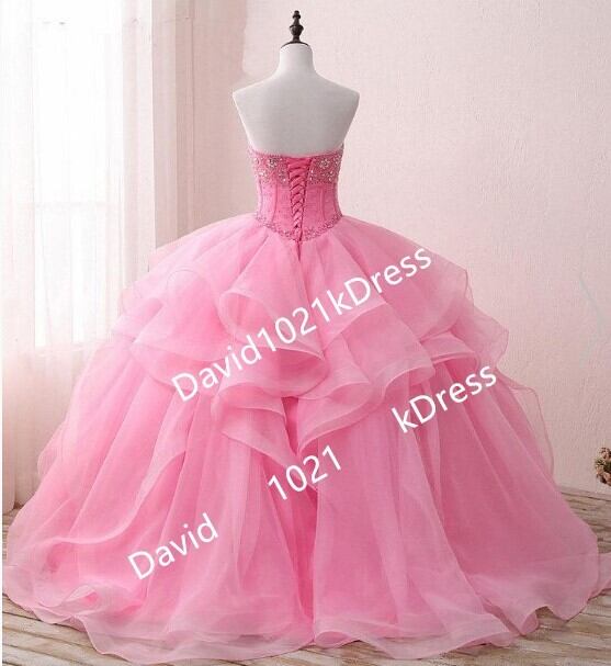 憧れのドレス ピンクウェディングドレス 上質オーガンジー プリンセスライン