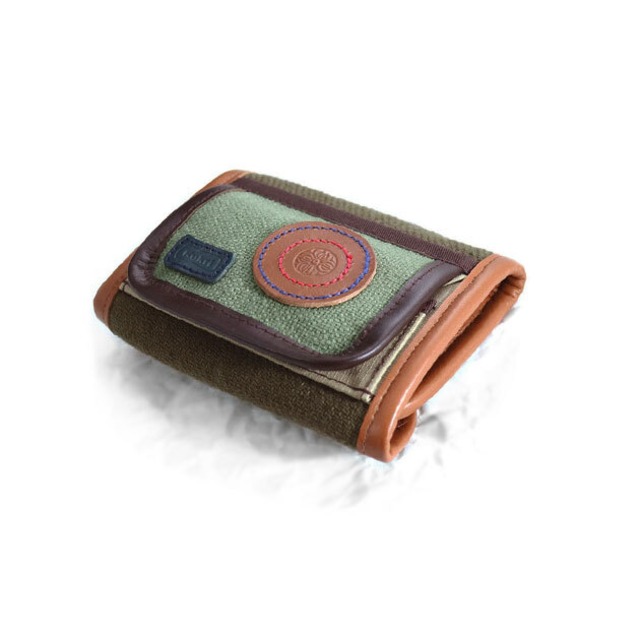 財布：Hemp cotton three-fold wallet |フォレスト カーキ × オリーブ