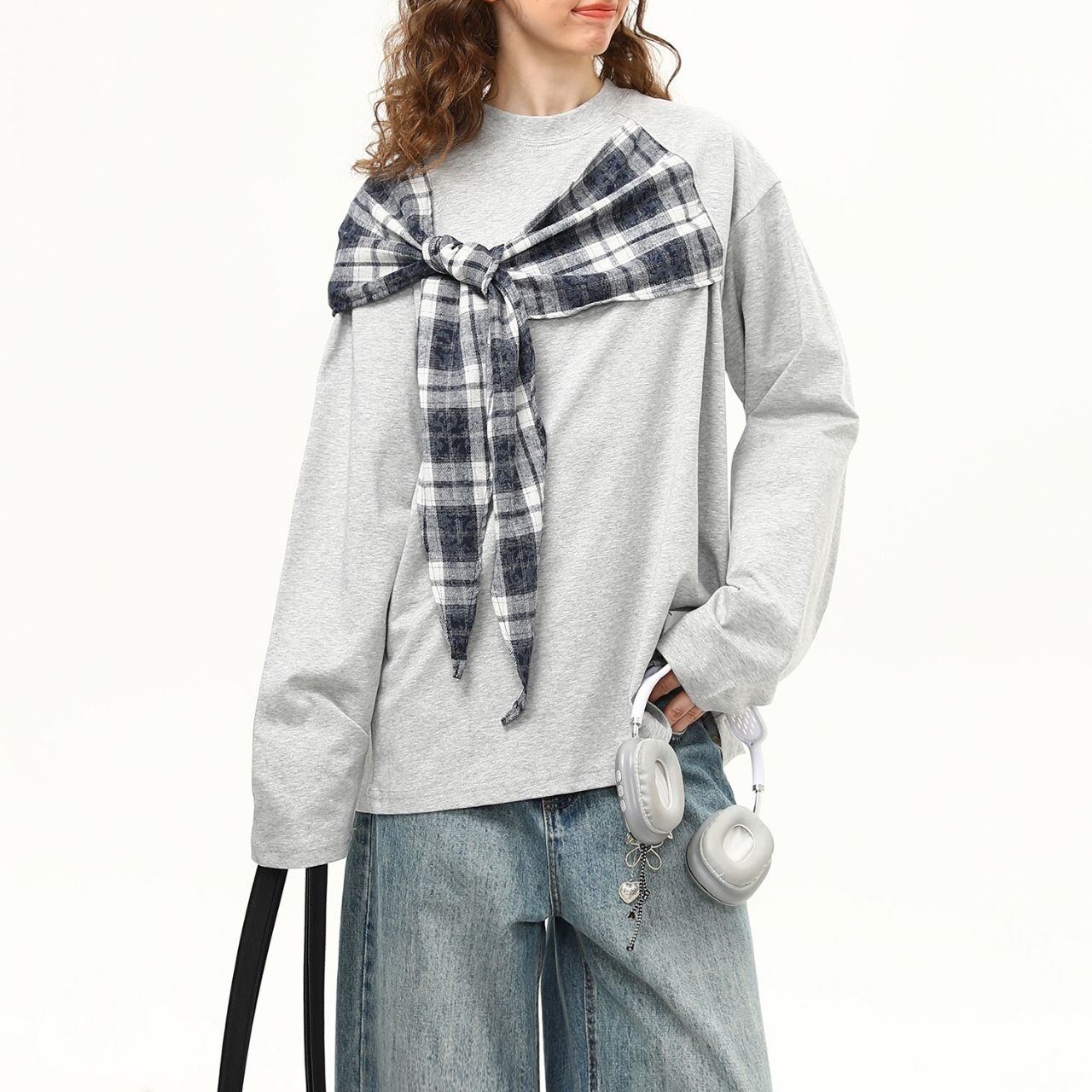 フェイクレイヤーチェックタイドロンT 2col R00797