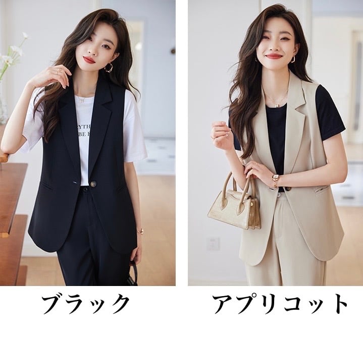 韓国 綺麗めノースリーブ スーツジャケット ルーズ スーツベスト ベスト ジャケット スーツベスト アウター レディース