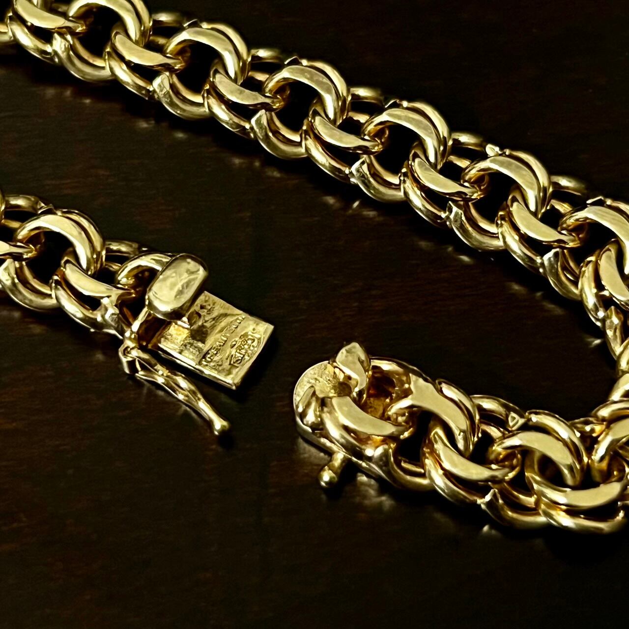VINTAGE TIFFANY & CO. 14K Gold Double Ring Curb Chain Bracelet